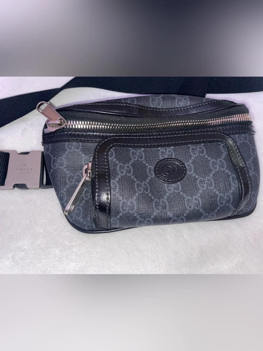 Gucci Black Monogram Belt Bag